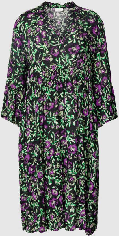 Kaffe Knielange jurk van viscose met dierenprint model 'Isolde'