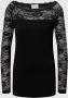 Kaffe Kanten Boat T-Shirt Top met Kantdetail Black Dames - Thumbnail 1