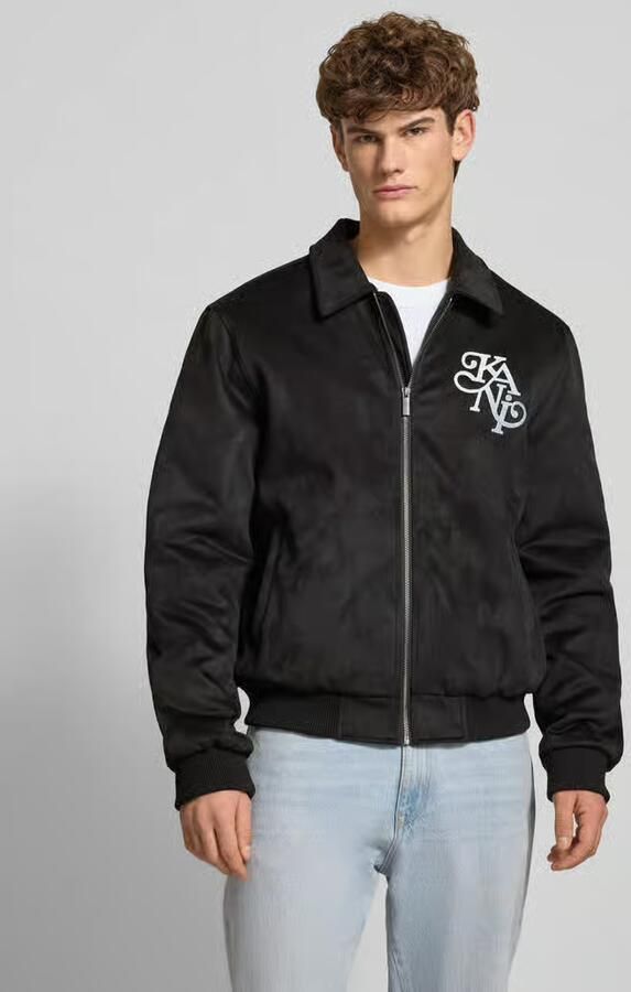 Karl Kani Legacy Faux Suede Bowling Jacket Men Bomberjacks zwart Maat XL Kleding - Foto 5