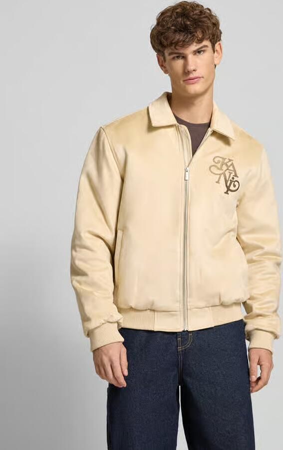 Karl Kani Legacy Faux Suede Bowling Jacket Men Bomberjacks beige Maat XL Kleding - Foto 5