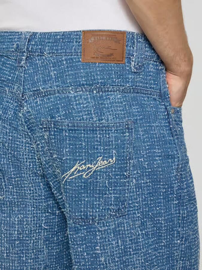 Karl Kani Korte jeans met structuurpatroon en steekzakken