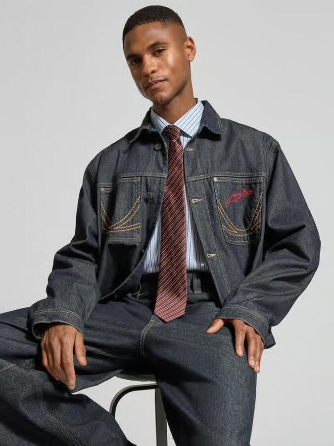 Karl Kani Relaxed fit jeansjack met siernaden