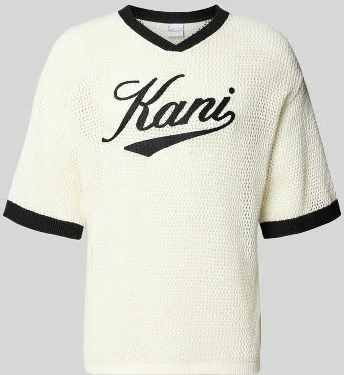 Karl Kani T-shirt in gehaakte look met V-hals - Foto 2