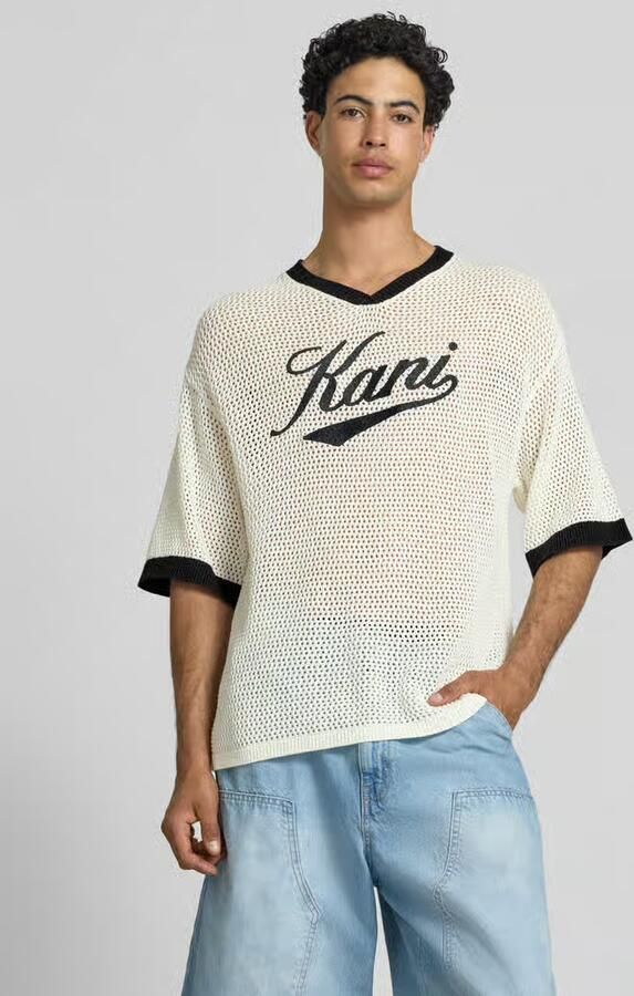 Karl Kani T-shirt in gehaakte look met V-hals - Foto 4