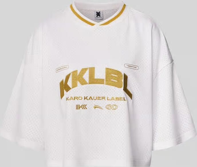 Karo Kauer Kort T-shirt met logoprint aan de achterkant