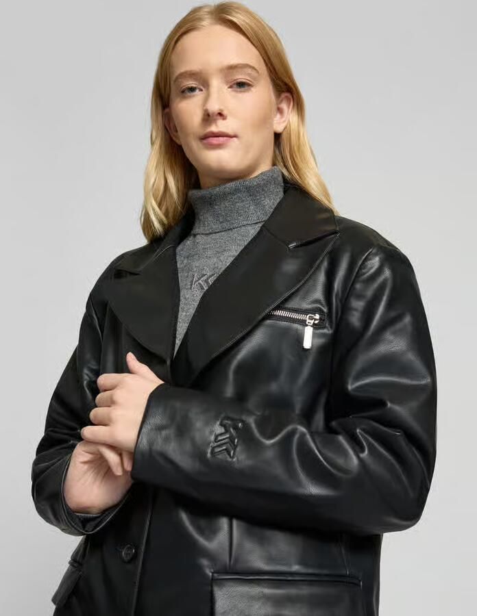Karo Kauer Leren blazer met reverskraag