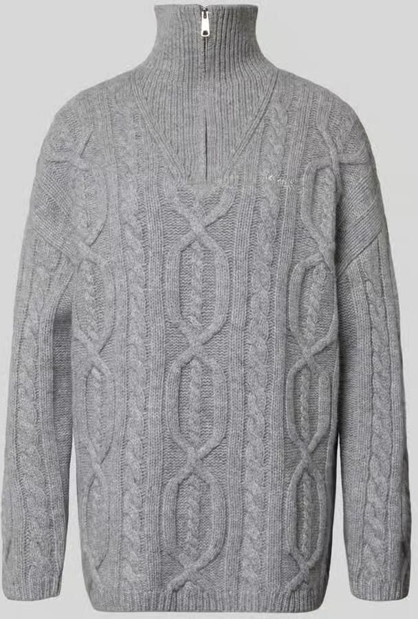 Karo Kauer oversized fit gebreide trui van pure wol met kabelpatroon