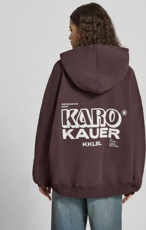 Karo Kauer oversized hoodie met labelprints en kangoeroezak - Foto 3