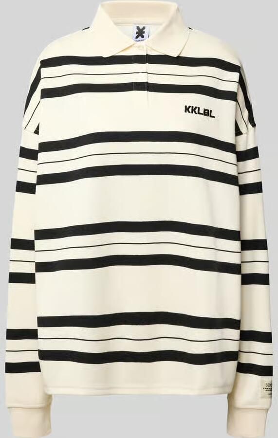 Karo Kauer Oversized poloshirt met lange mouwen met streepmotief