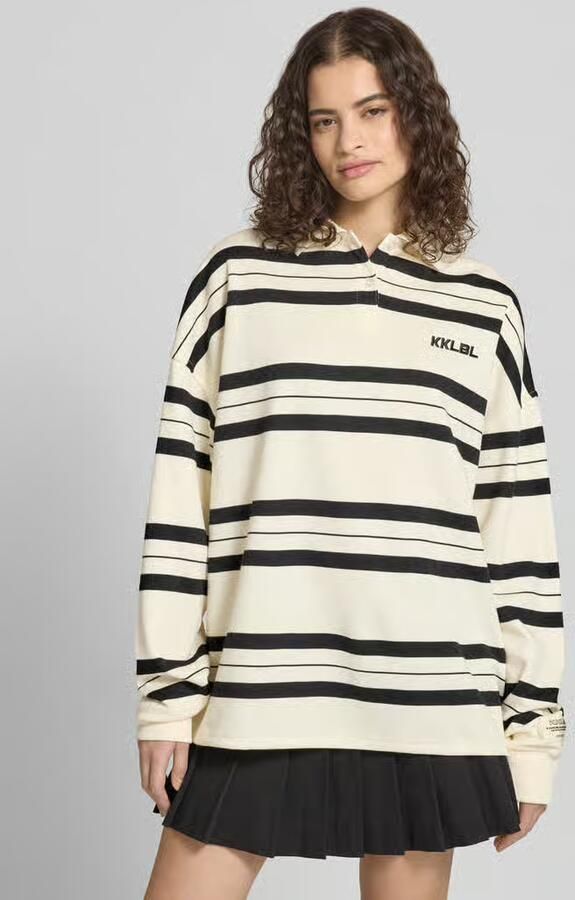 Karo Kauer Oversized poloshirt met lange mouwen met streepmotief - Foto 2