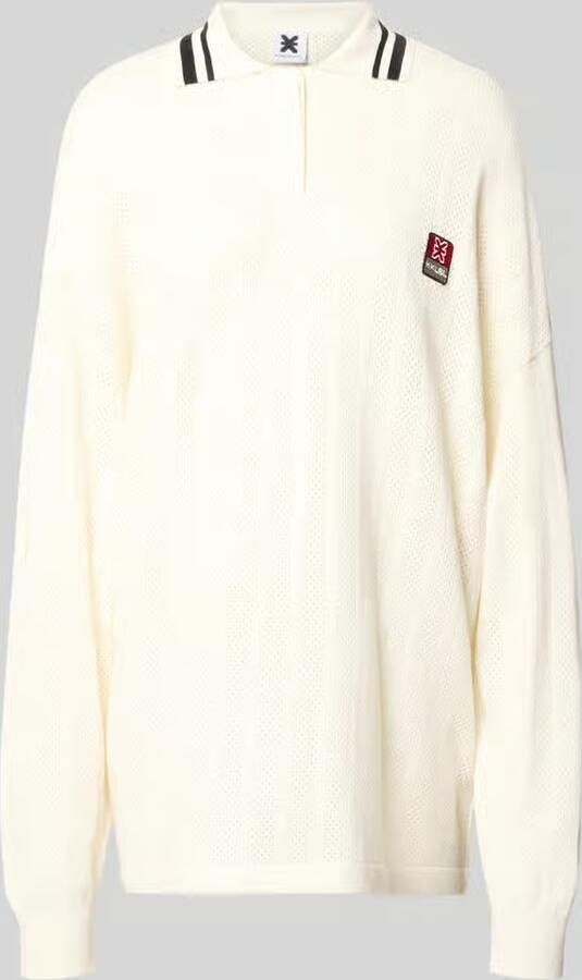 Karo Kauer Oversized shirt met lange mouwen in tricotlook met polokraag - Foto 2