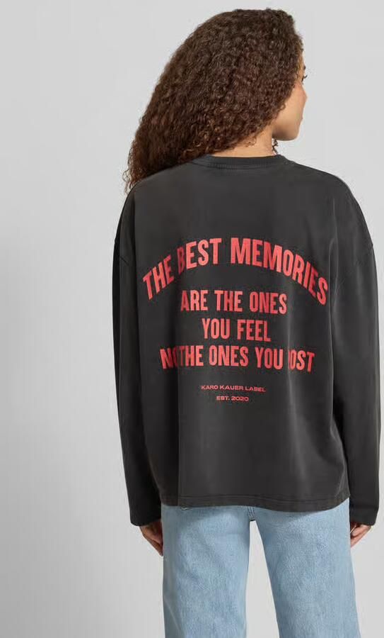 Karo Kauer oversized shirt met lange mouwen met logoprint model 'Memories' - Foto 4