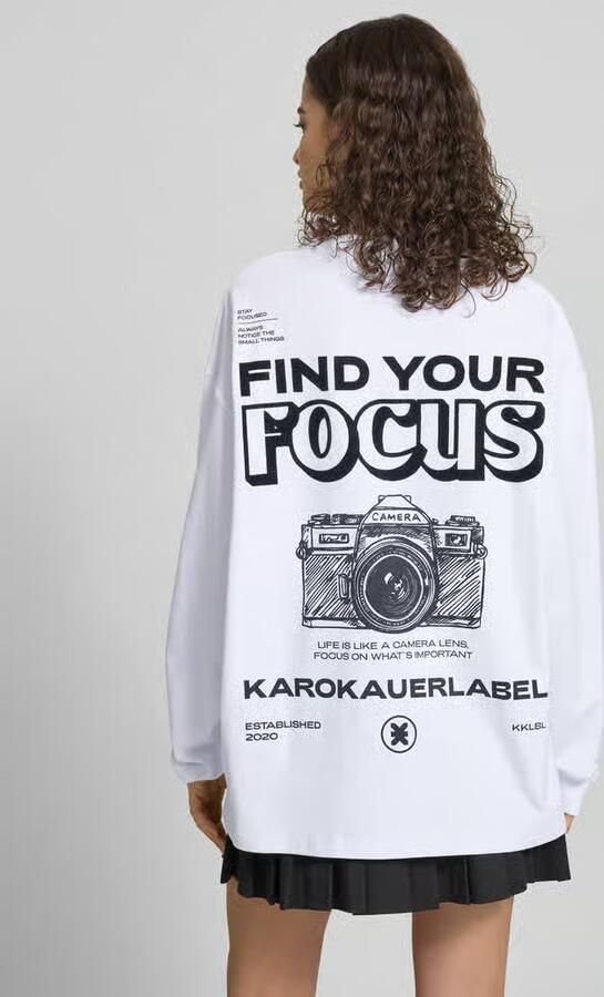 Karo Kauer oversized shirt met lange mouwen met statementprint - Foto 3