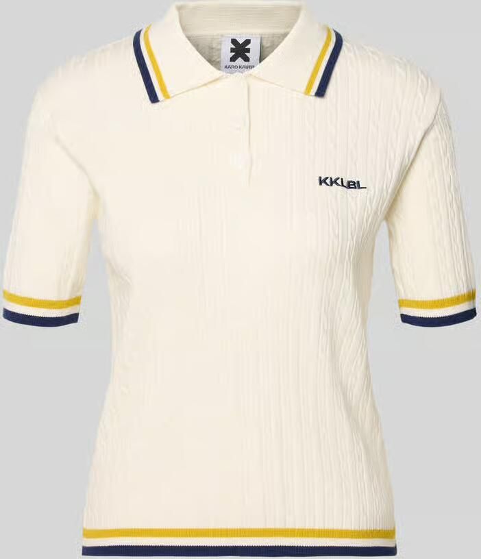 Karo Kauer regular fit poloshirt met kabelpatroon en gestikt logo