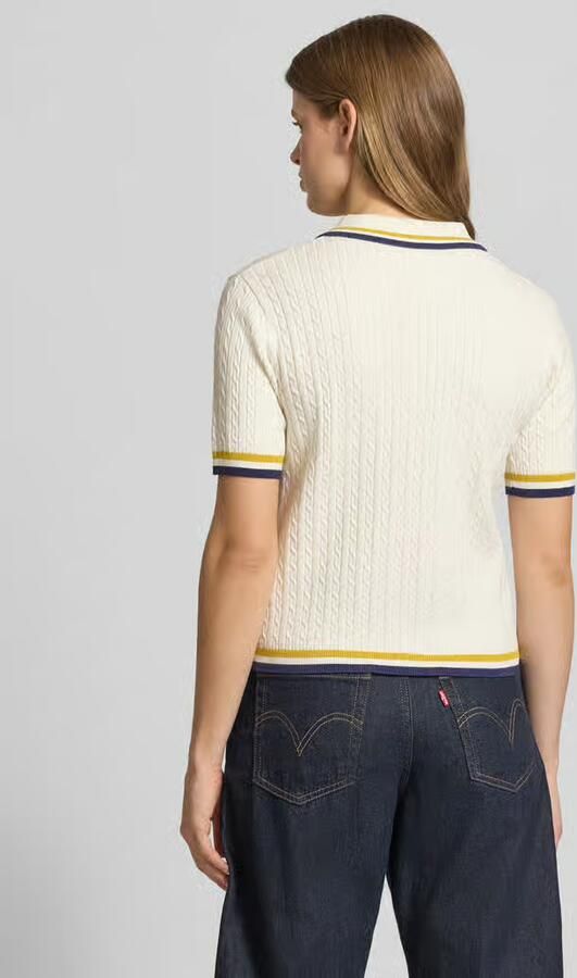 Karo Kauer regular fit poloshirt met kabelpatroon en gestikt logo - Foto 2