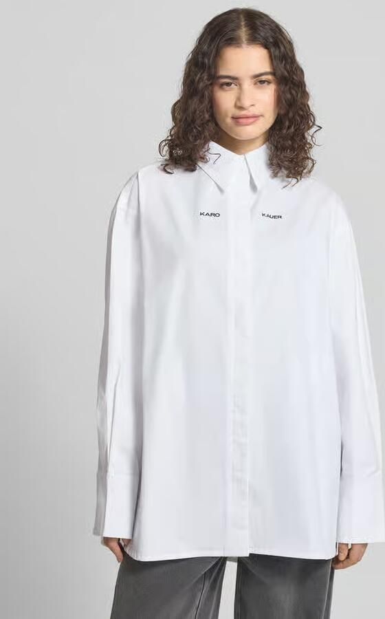 Karo Kauer relaxed fit overhemdblouse met gestikt logo - Foto 2