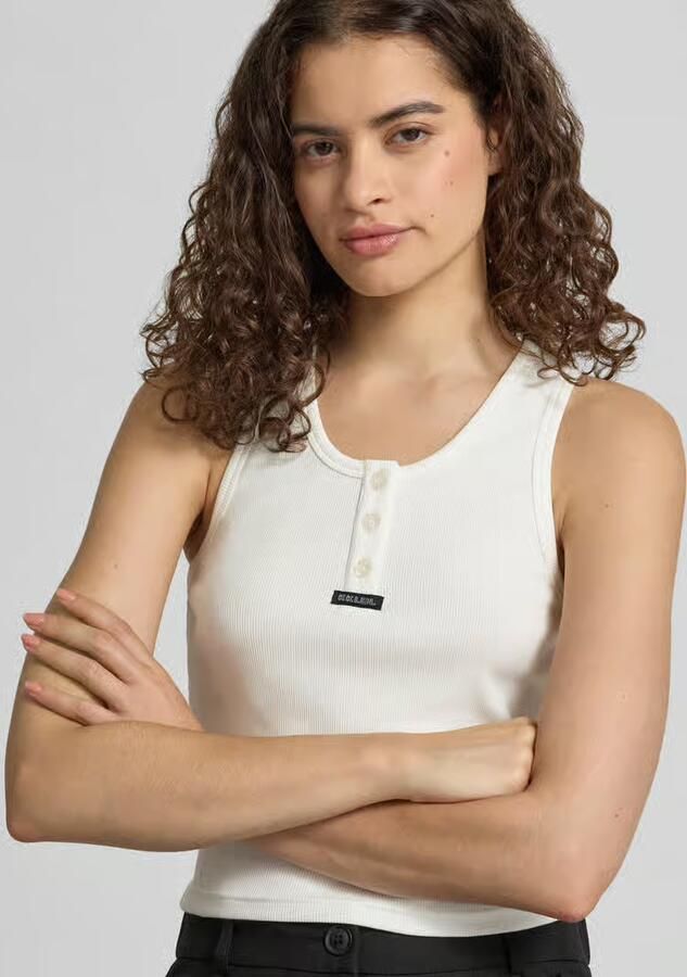 Karo Kauer Slim fit top van katoenmix met logoprint