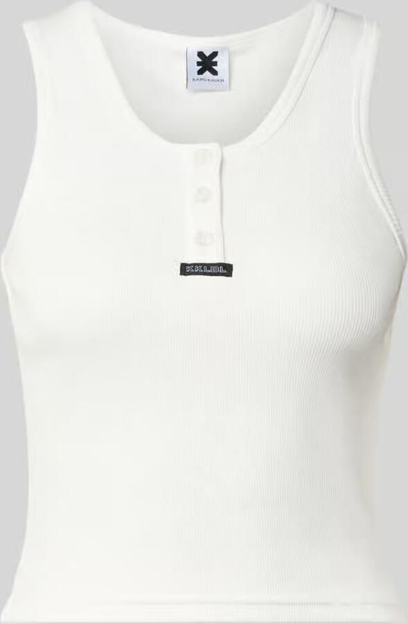 Karo Kauer Slim fit top van katoenmix met logoprint - Foto 2