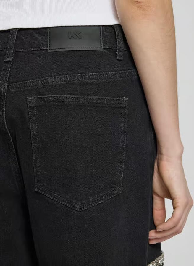 Karo Kauer straight fit jeans met cut-out en sierstenen