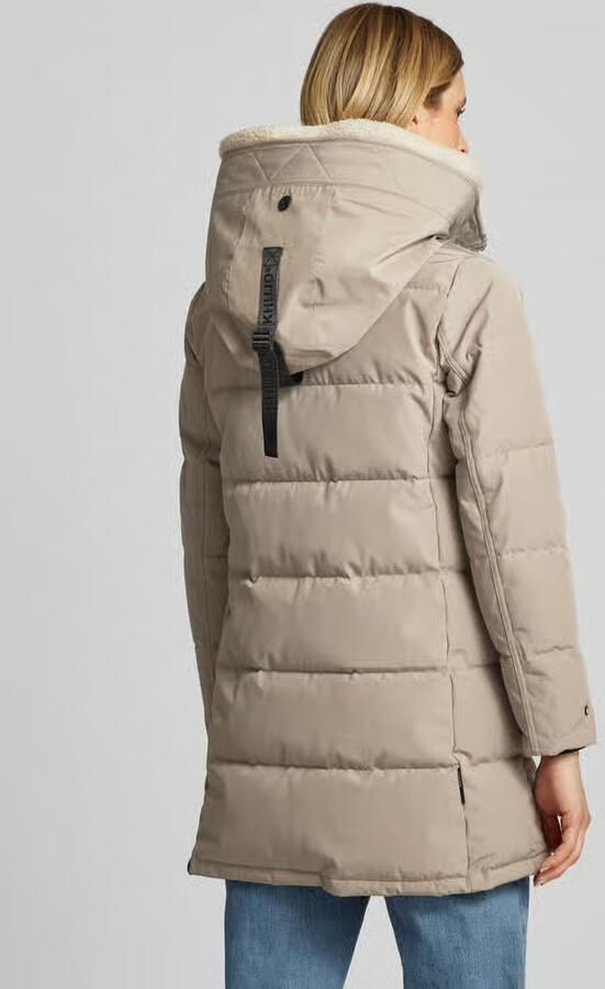 Khujo Gewatteerde lange jas met labeldetails model 'Teddy'