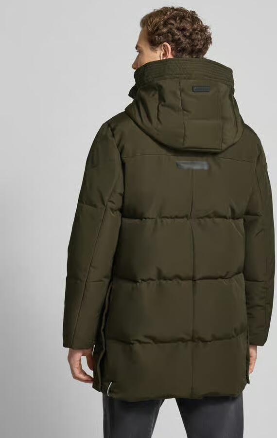Khujo Regular fit gewatteerde lange jas met logopatch model 'Zeno'
