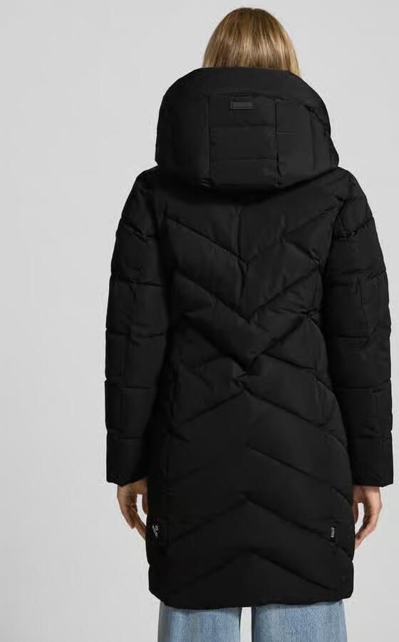 Khujo Regular fit gewatteerde lange jas met logoprint model 'Darka'