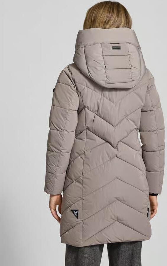 Khujo Regular fit gewatteerde lange jas met logoprint model 'Darka'