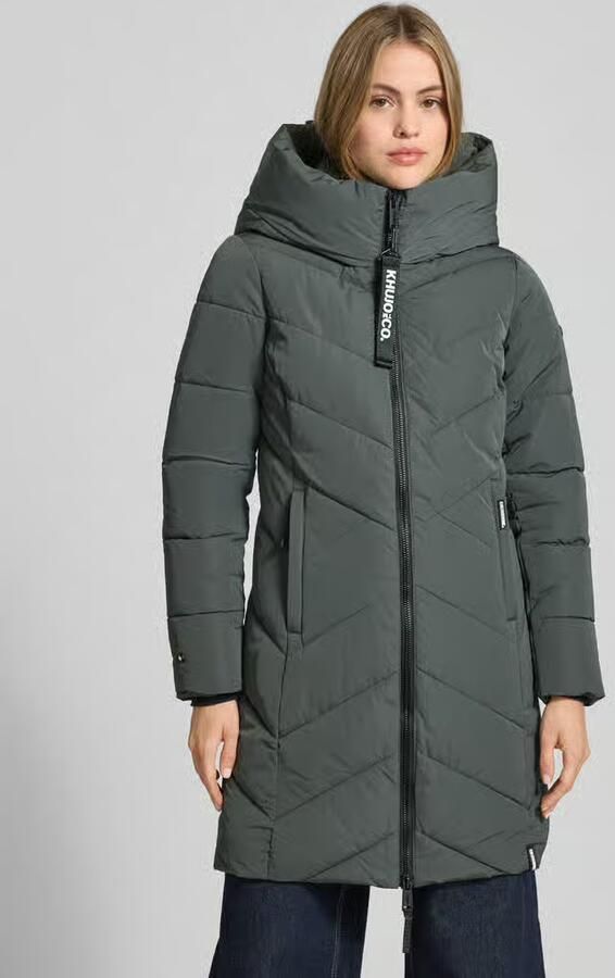 Khujo Regular fit gewatteerde lange jas met logoprint model 'Darka' - Foto 10