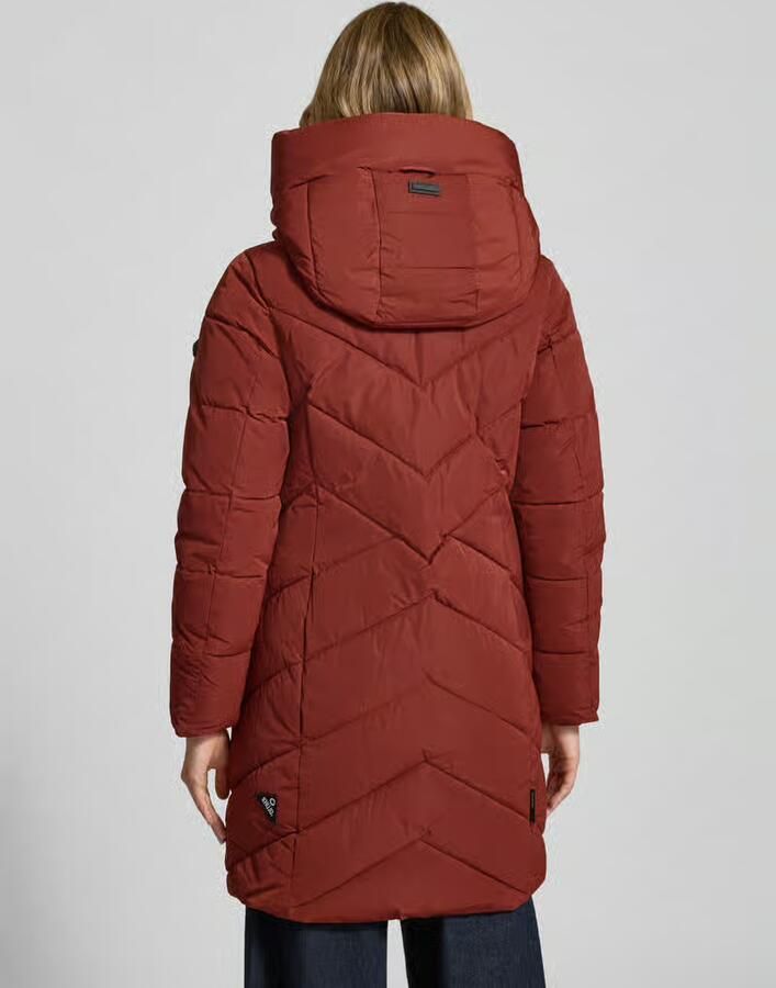 Khujo Regular fit gewatteerde lange jas met logoprint model 'Darka'