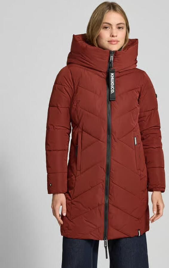 Khujo Regular fit gewatteerde lange jas met logoprint model 'Darka' - Foto 2