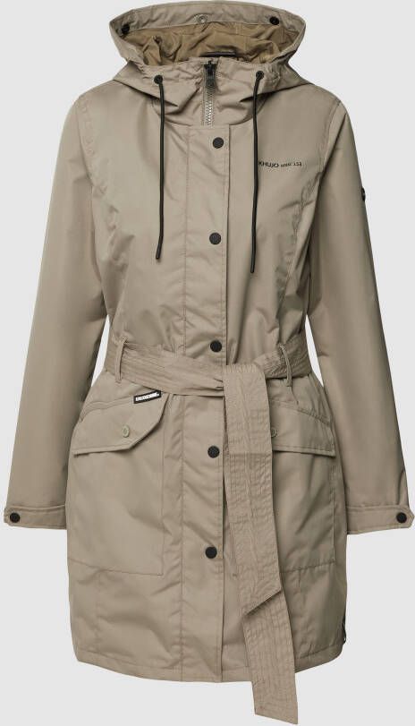 Khujo Lange jas met strikceintuur model 'Lauren'