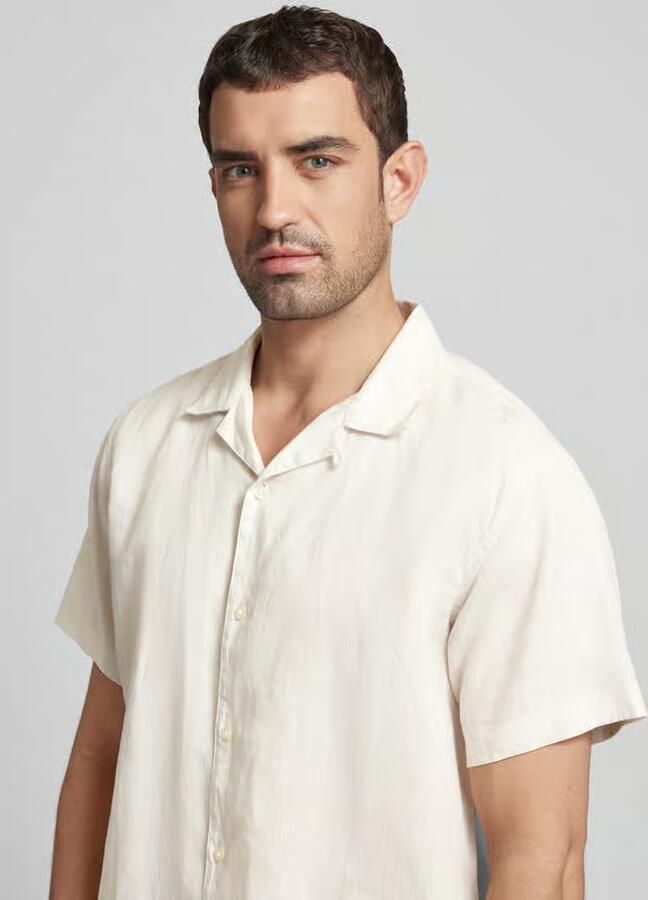 Knowledge Cotton Apparel Box fit vrijetijdsoverhemd met reverskraag