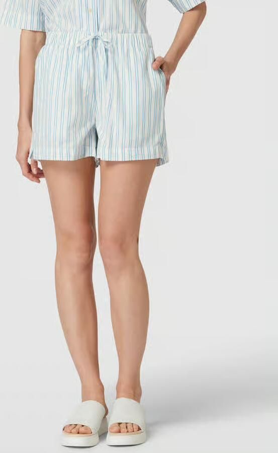 Knowledge Cotton Apparel Korte broek met streepmotief - Foto 4