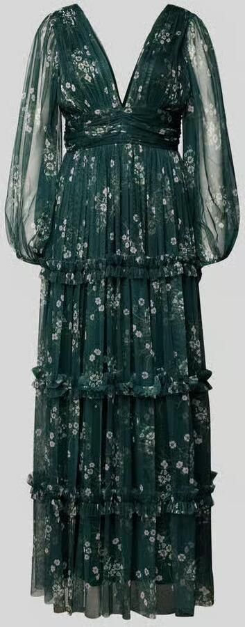 Lace & Beads Avondjurk in Laagjeslook met V-hals