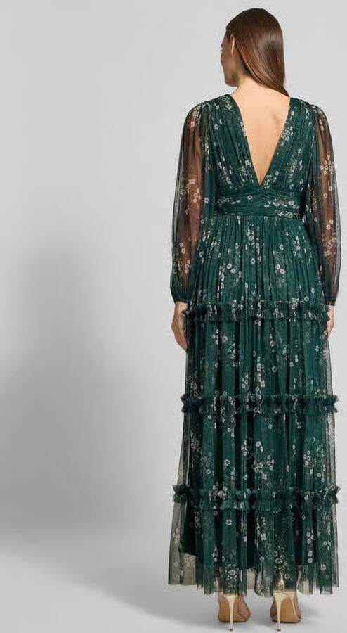 Lace & Beads Avondjurk in Laagjeslook met V-hals - Foto 3