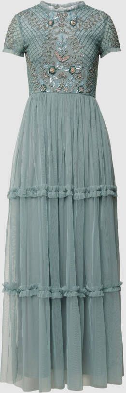 Lace & Beads Avondjurk met bloemenborduursel