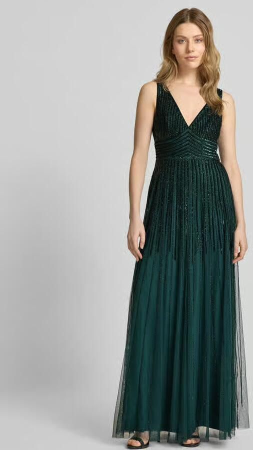 Lace & Beads Avondjurk met diepe V-hals - Foto 2