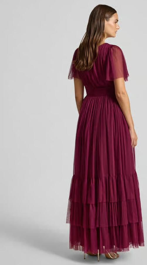 Lace & Beads Avondjurk met diepe V-hals - Foto 3