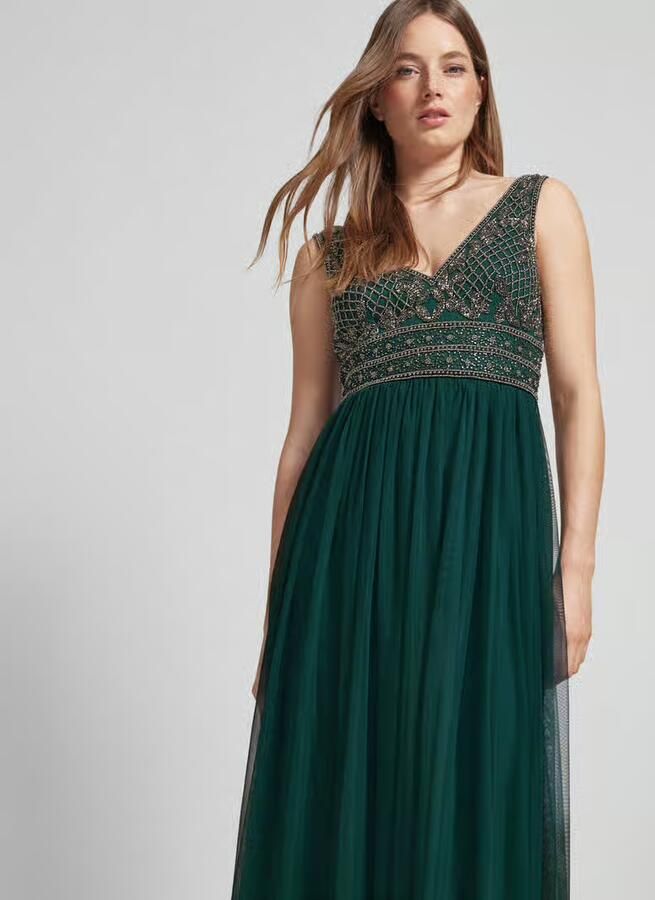 Lace & Beads Avondjurk met kralen en siersteentjes