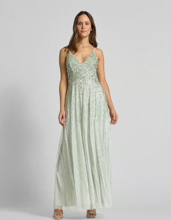 Lace & Beads Avondjurk met siersteentjes en pailletten - Foto 3