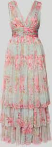 Lace & Beads Avondjurk met volantzoom en V-hals