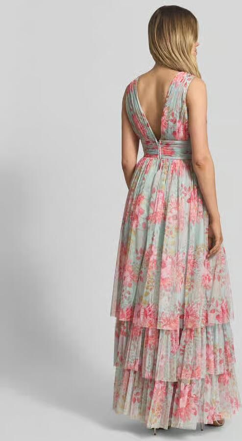 Lace & Beads Avondjurk met volantzoom en V-hals - Foto 3