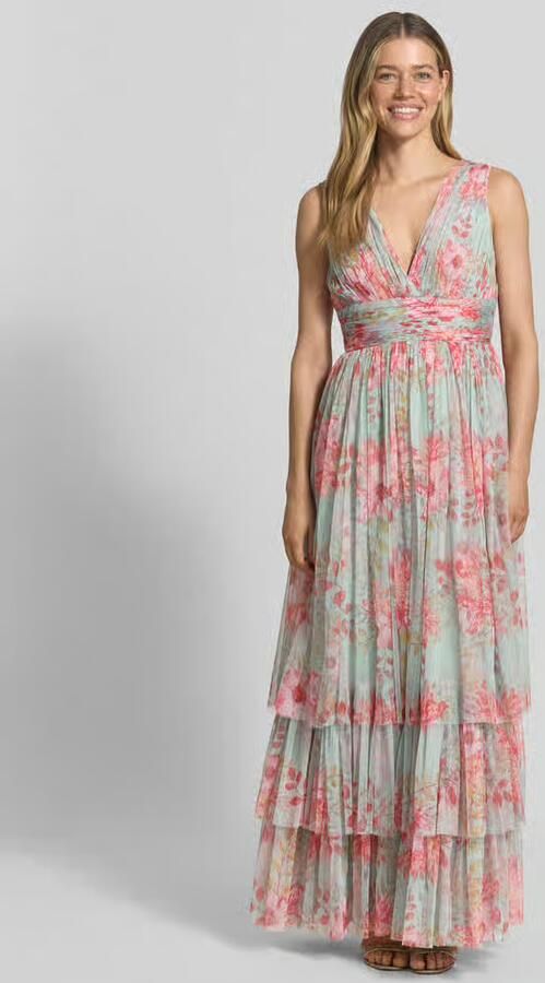 Lace & Beads Avondjurk met volantzoom en V-hals - Foto 2
