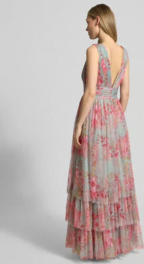 Lace & Beads Avondjurk met volantzoom en V-hals - Foto 3