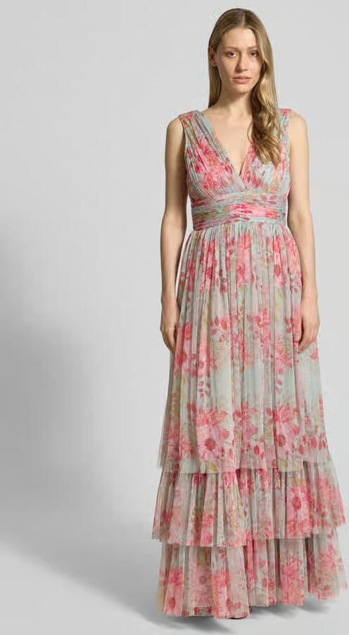 Lace & Beads Avondjurk met volantzoom en V-hals - Foto 2