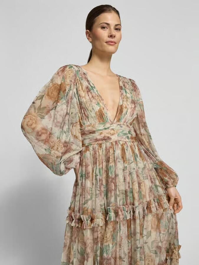 Lace & Beads Avondjurk van tule met V-hals en tailleband - Foto 2