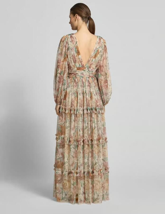 Lace & Beads Avondjurk van tule met V-hals en tailleband - Foto 3