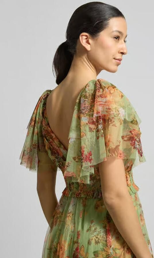 Lace & Beads Avondjurk van tule met V-hals