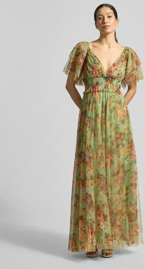 Lace & Beads Avondjurk van tule met V-hals - Foto 4