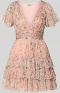 Lace & Beads Cocktailjurk in laagjeslook met tailleband